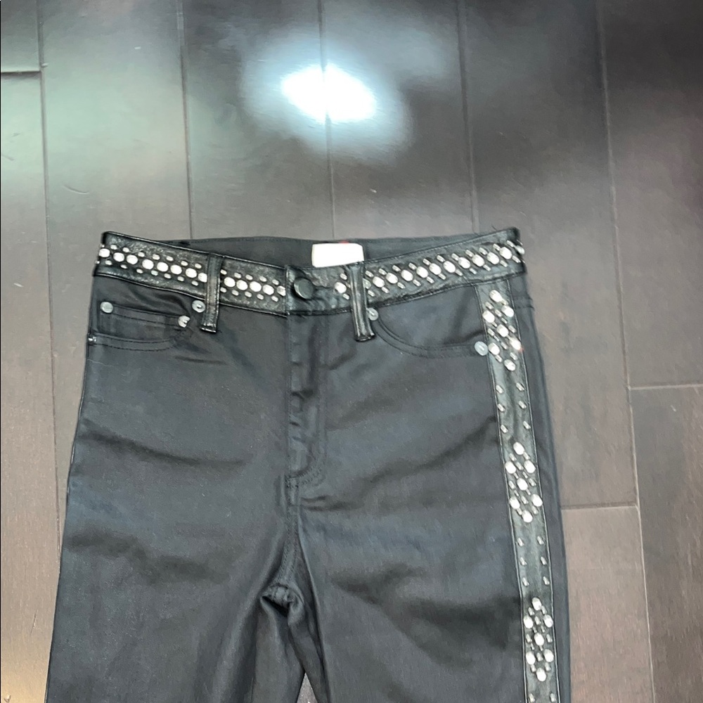 Alice + Olivia Black Embellished Jeans - Picture 2 of 9